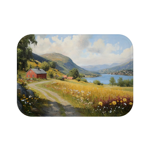 "Rustic Norway Countryside Bath Mat"