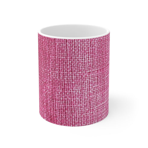 "Rustic Pink Burlap Coffee Mug"