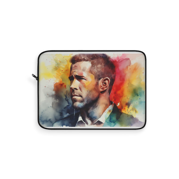 "Ryan Reynolds Watercolor Laptop Sleeve: Protect Your Tech in Style!"