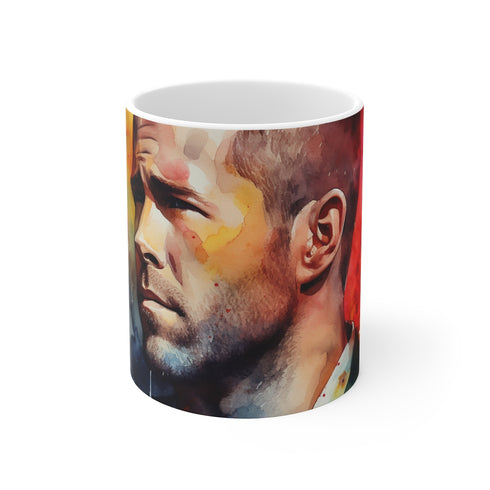 "Ryan Reynolds Watercolor Mug: A Splash of Hollywood Charm!"