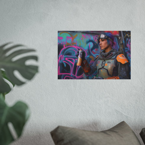 Sabine Wren spray-painting Mandalorian poster