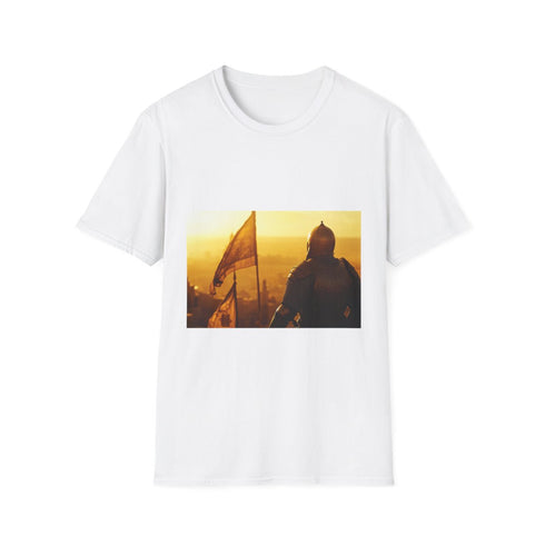 Saladin in Armor Overlooking Jerusalem, Graphic Unisex Softstyle T-Shirt - Front View