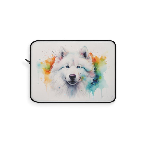 "Samoyed Watercolor Laptop Sleeve: Stylish & Protective"