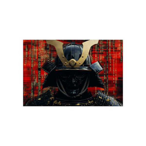 Samurai Helmet Digital Grid Art