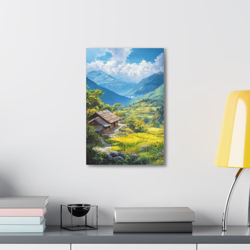 Sapa Serenity Canvas: Tranquil Vietnam landscape, vibrant colors, rural beauty.