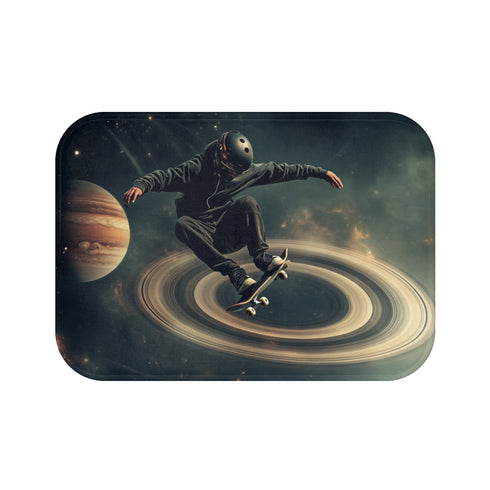 "Saturn Skateboarder Bath Mat Decor"