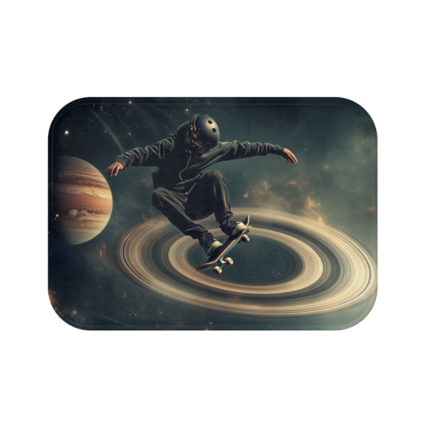 "Saturn Skateboarder Bath Mat Decor"