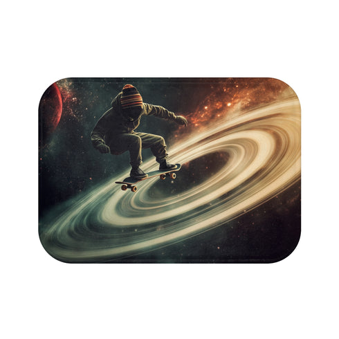 "Saturn Space Skateboard Bath Mat"