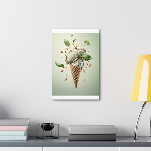 Savory Basil Waffle Cone Canvas Art - Delicious Kitchen Decor