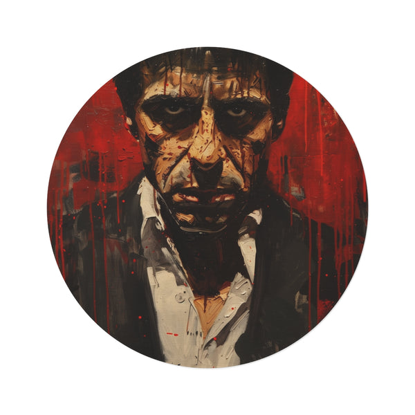 "Scarface Round Rug: Movie-Inspired Chic"