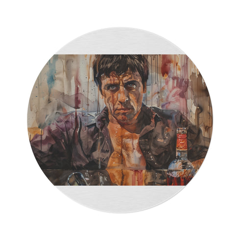 "Scarface Watercolor Round Rug"