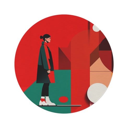 "Scarlet Festive Round Rug"