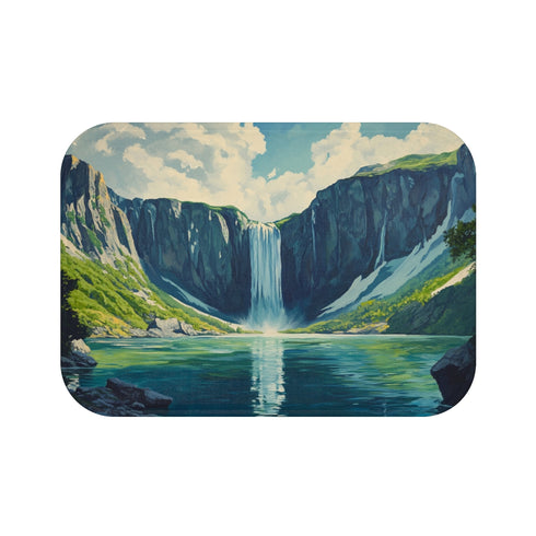 "Scenic Hokkaido Waterfall Bath Mat"