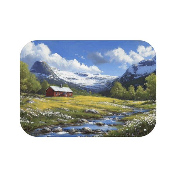 "Scenic Norwegian Countryside Bath Mat"