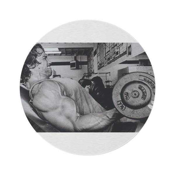 "Schwarzenegger Muscle Madness Round Rug"