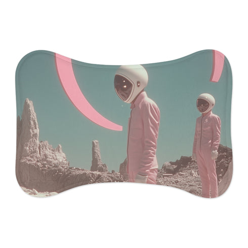 "Sci-Fi VHS Pet Mat: Retro Surreal 80s Fun!"