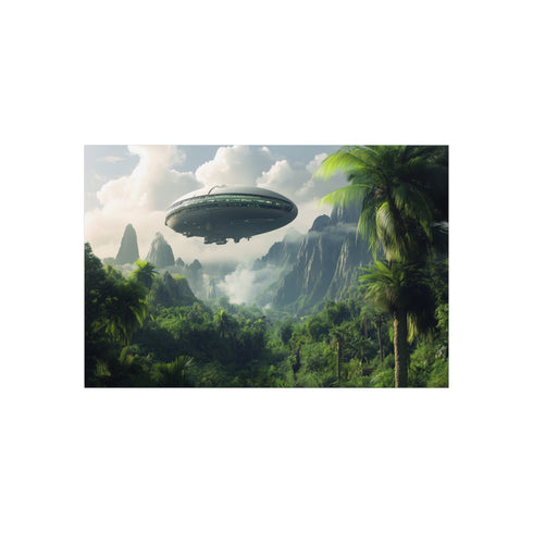 "Sci-Fi Zeppelin Above Alien Jungle"