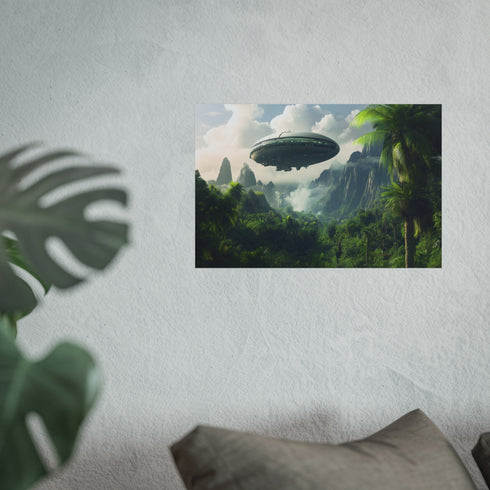 Sci-Fi Zeppelin Above Alien Jungle