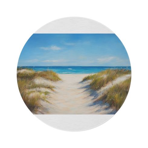 "Seaside Serenity Round Beach Rug"