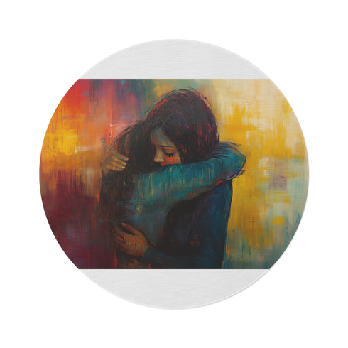 "Self-Embrace Round Rug: Cozy Comfort"