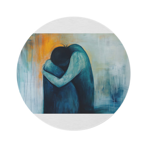 "Self-Embrace Round Rug: Embracing Comfort"