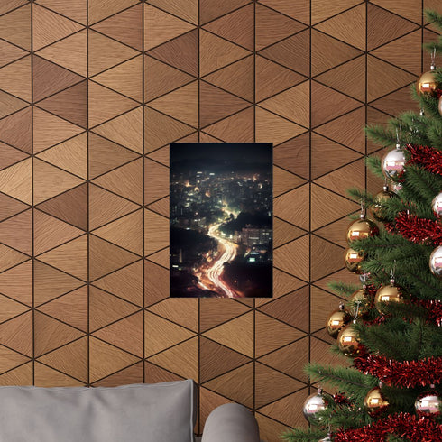 Vibrant Seoul cityscape poster in matte paper, 12" x 18" dimensions.