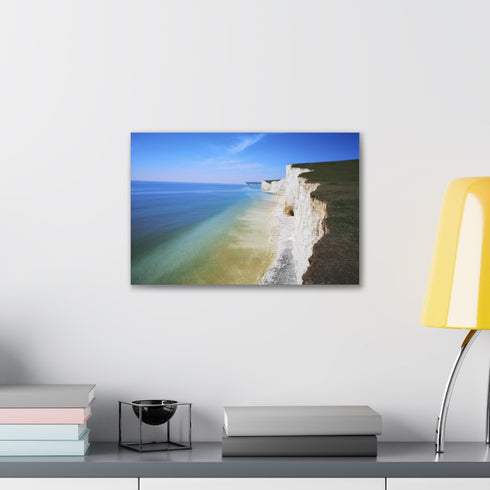 Serene coastline canvas art print, evoking peace and tranquility.