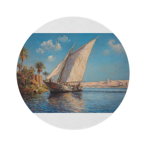 "Serene River Nile Felucca Rug"