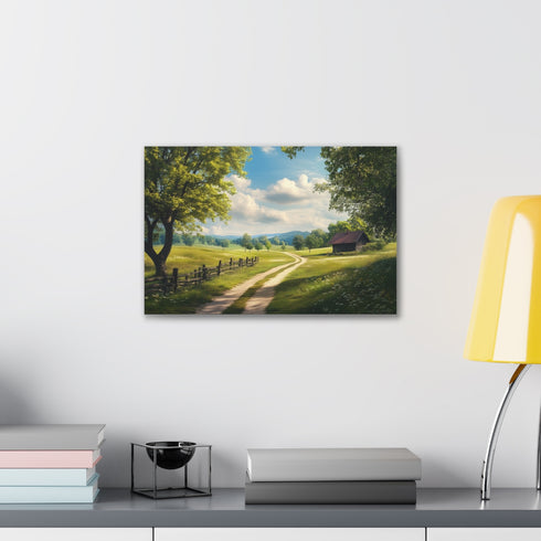 Tranquil landscape canvas art in soft nature hues for home decor.