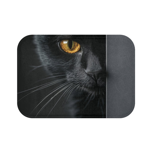 "Serious Black Cat Bath Mat"