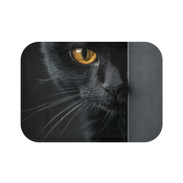 "Serious Black Cat Bath Mat"