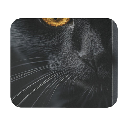 Serious Face Black Cat Mouse Pad