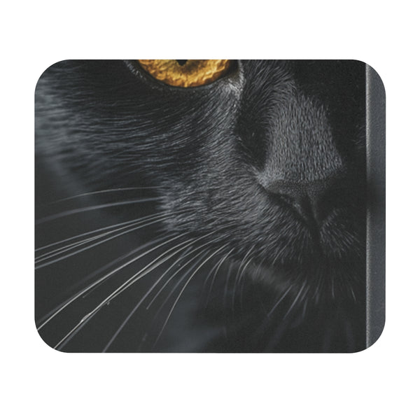 Serious Face Black Cat Mouse Pad