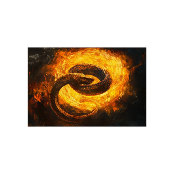 Serpent Encircling Fiery Sun Artwork