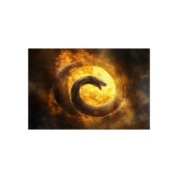 Serpent Encircling Fiery Sun Imagery