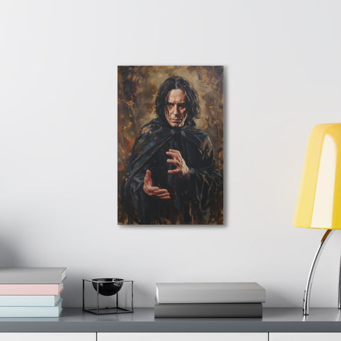 Severus Snape portrait canvas art, dark academia Harry Potter decor.