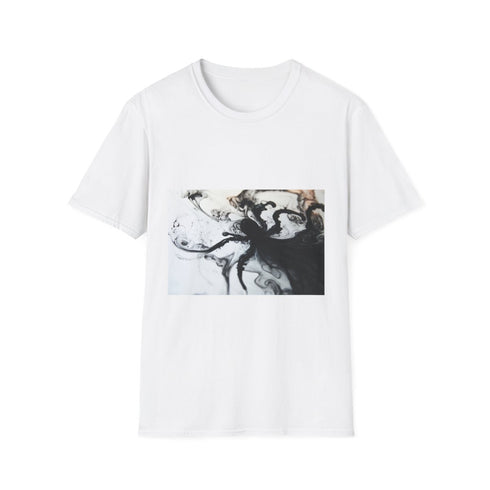 Shadow Creature Rising from Ink Puddle Graphic Unisex Softstyle T-Shirt - Front View