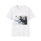 Shadow Creature Rising from Ink Puddle Graphic Unisex Softstyle T-Shirt - Front View
