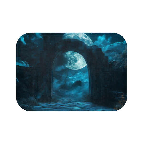 Shadow Gateway Under Midnight Moon — Memory Foam Bath Mat — Top-Down Memory Foam Bath Mat View