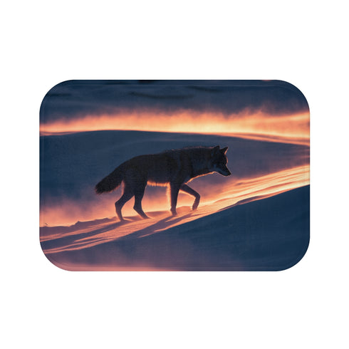 "Shadow Wolf Bath Mat Design"