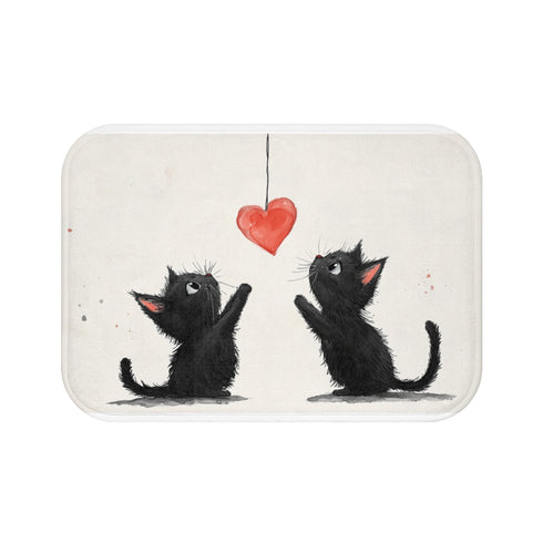 Shailea Two Very Cute Black Cats Luxury Memory Foam Bath Mat - Top View