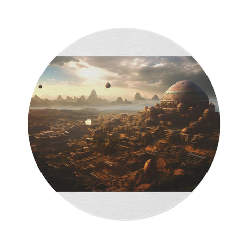 "Shambala City Round Rug: Unleash Mystical Vibes"