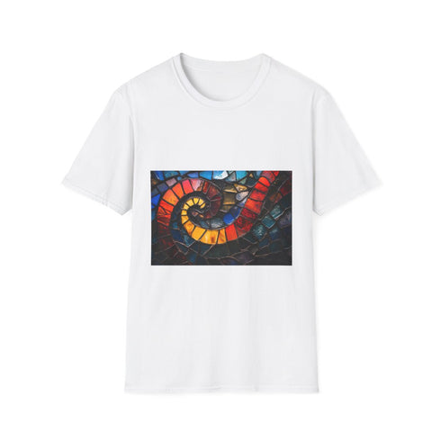 Shattered Stained Glass Forming Serpent Graphic Unisex Softstyle T-Shirt - Front View