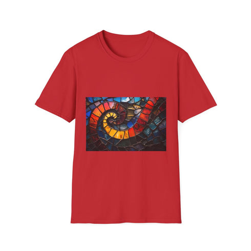 Shattered Stained Glass Forming Serpent Graphic Unisex Softstyle T-Shirt - Red Variant