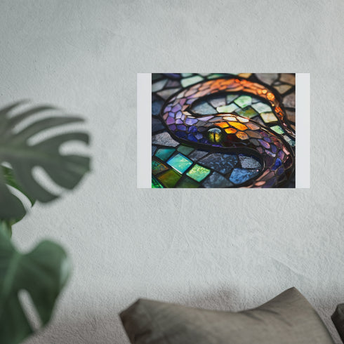 Shattered Stained Glass Serpent Poster
