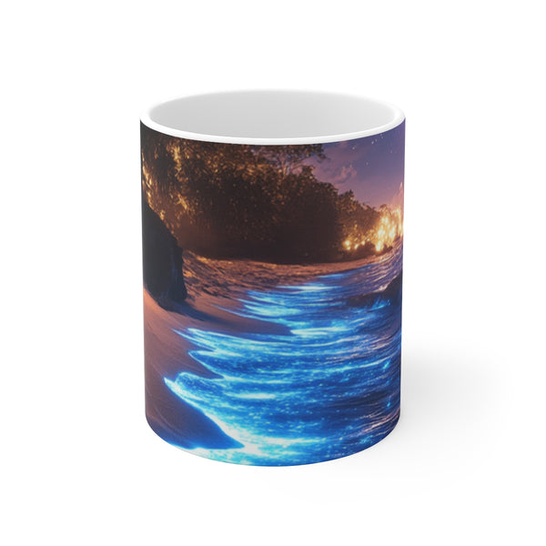 "Shimmering Bioluminescent Ocean Mug"