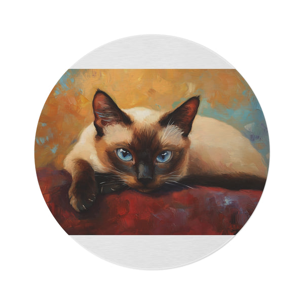 "Siamese Cat Cutie Round Rug"