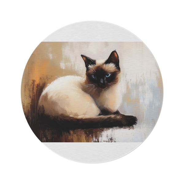 Siamese Cat Painting Round Rug