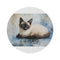 "Siamese Cat Round Rug: Cute & Colorful Feline Art"