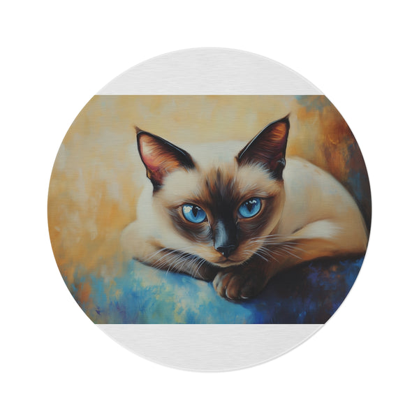 "Siamese Cat Round Rug - Whimsical Feline Charm"